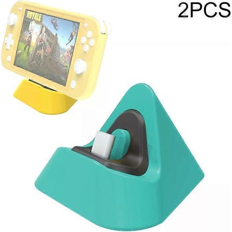 Chargeur portable triangulaire pour console de jeux Switch/Lite - Lot de 2 (jaune, bleu, vert) - Bleu Vert (1/5)