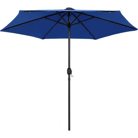 Parasol avec LED, Parasol pour Balcon Jardin Plage Terrasse, et mât en aluminium 270 cm Bleu azuré OIB1686E (1/3)