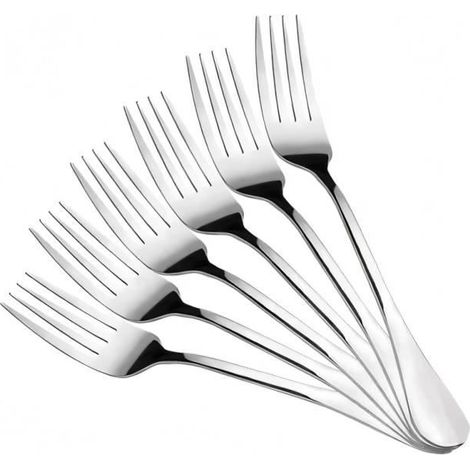 Fourchettes de table - Acier inoxydable - Set de 6 - 17.7cm - Bords arrondis - Lave-vaisselle compatible (1/4)