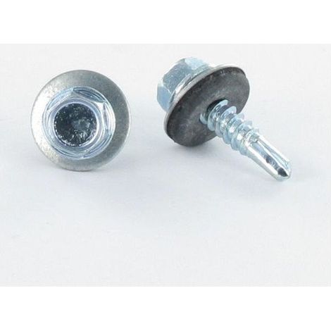Vis autoperceuse Tête hexagonale TH 6.3X65 Rondelle d"étanchéite avec joint néoprene EPDM Acier zingué-400 pièces (1/2)
