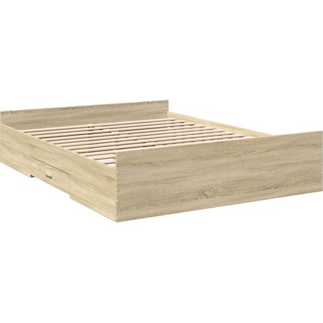 Bed Frame with Drawers without Mattress Sonoma Oak 140x200 cm vidaXL