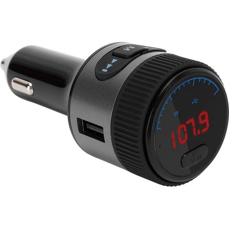 F55 Adaptateur Bluetooth Voiture avec Double USB QC 18W Charge Rapide et Récepteur FM Transmetteur MP3 Noir (1/5)