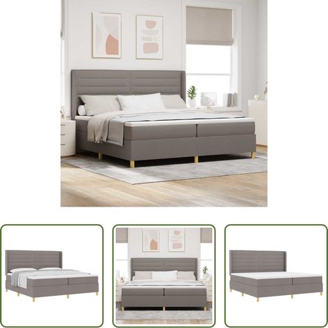 Matelas ferme -  Lit à ressorts avec matelas Taupe 200 x 200 cm tissu (1/5)