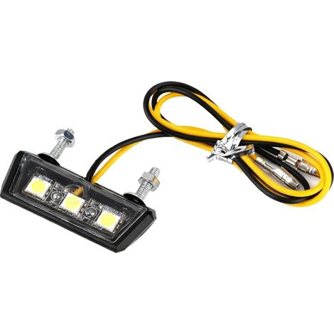 Éclairage Plaque Moto LED 12V Universel, Éclairage Plaque Immatriculation, Lumière Arrière de Moto avec 3 LED Mini, Feu Immatriculation Compact et Durable pour Motos Scooter Quad ATV Voiture, Faible (1/5)