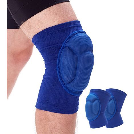 Genouillères pour hommes et femmes - basketball, volleyball, lutte  genouillères de travail souples (toutes tailles bleues)  équipement de ski et de lutte, protection contre les chocs (1/5)