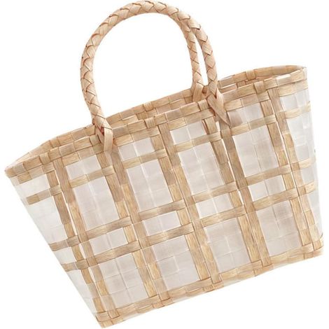 1pièce Panier Tissé Plastique Étanche avec Poignées Robustes Panier de Plage et Courses Résistant et Portable pour Légumes et Fruits (1/5)