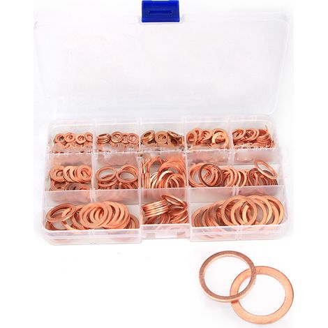 Kit de 300 rondelles plates rondes M5 à M20, joints d'étanchéité en cuivre, avec boîte de rangement (1/5)