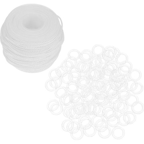 Anneaux de Rideaux Corde Blanche Transparents, ABS, pour Stores Romains (1/5)