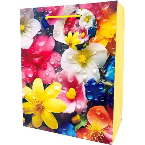 Bolsa decorativa mate de 18x23x10cm con flores