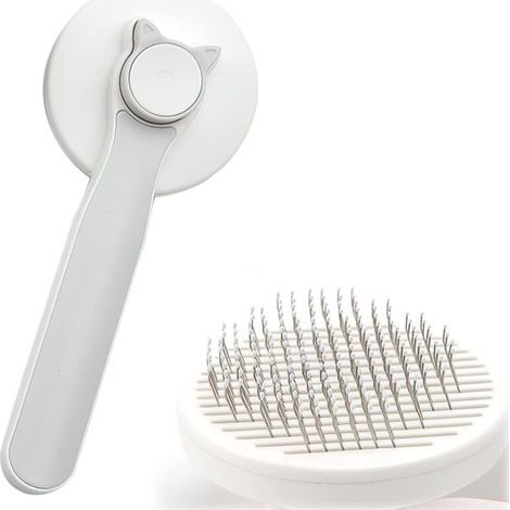 Cat brush, self-cleaning brush for short and long-haired dogs and cats, dog grooming brush for removing dead and loose hair. - AquaForge (1/4)