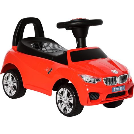 Voiture électrique pour enfants de 18 à 36 mois avec phares, musique, klaxon, volant, espace de rangement et poignée - Rouge (1/5)