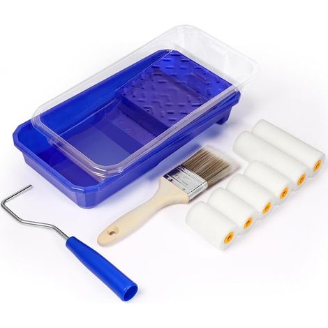 Lot de 10 Rouleau Peinture Kit, 5cm 10cm Mini Petit Rouleau Peinture avec Manche, Rouleau de Peinture Rouleau Peinture Mousse avec Bac à Peinture, Jetable Bac Peinture, Pinceau Plat Large (1/5)