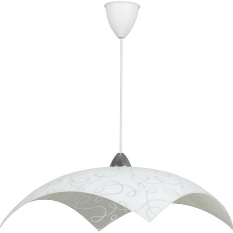 LAMPADA A SOSPENSIONE MARILENA 50X50 1XE27 MONTATURA CROMO-BIANCO VETRO LASTRA BIANCO Ø50-H21-L100 CM OKX