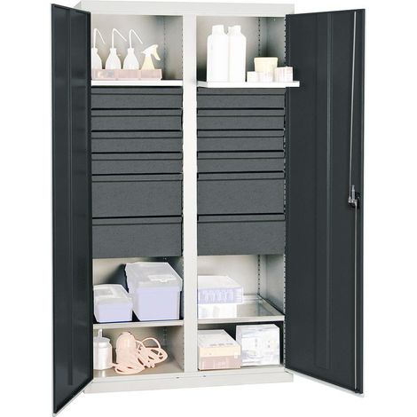 Stumpf Werkzeug- und Materialschrank Serie 3000 lichtgrau + 8 Schublade 100 mm + 4 Schublade 200 mm + Mitteltrennwand + 4 Auszugsböden - 3004571 (1/5)