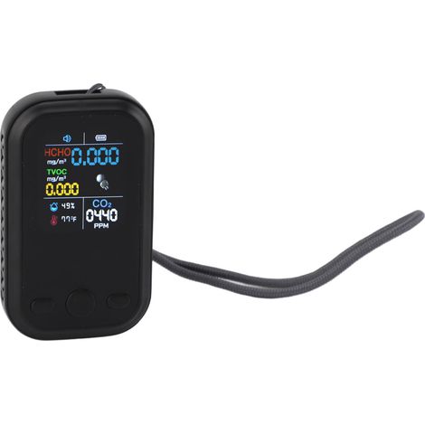 Détecteur de qualité de l'air intelligent 5 en 1, multifonctionnel, rechargeable par USB, noir (1/5)