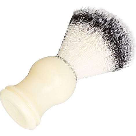 33374 Grande brosse à barbe/à raser en nylon avec manche en plastique blanc (1/5)