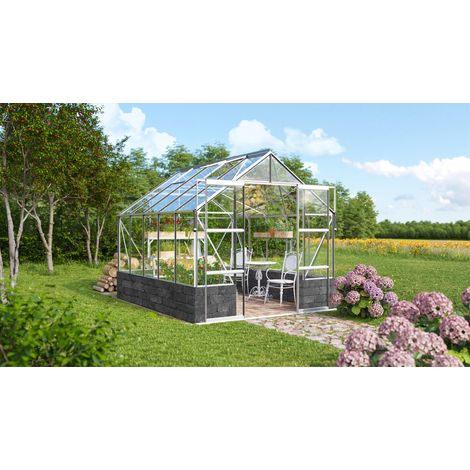 Vitavia Gewächshaus "Cassandra 8300", aluminium eloxiert, 8,3 m², mit Sockelmauer in basalt, 3 mm ESG (1/4)