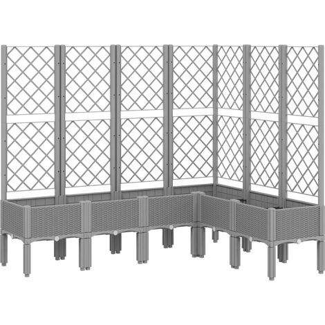 Vassoio per fioriera aiuola rialzata piante fiori terrazza giardino con traliccio leggero 160 x 120 x 142 cm PP grigio 020038347