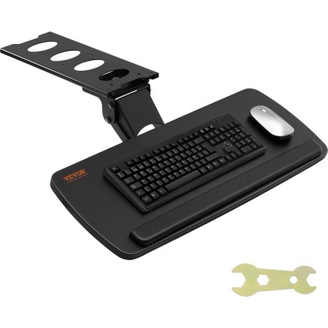 VEVOR Keyboard Tray under Desk Adjustable Height, Height and Angle Adjustable under Desk Keyboard Tray Slide out, Large 25x9.8 inch Keyboard Holder under Desk for Typing in Home, Office Work (1/5)
