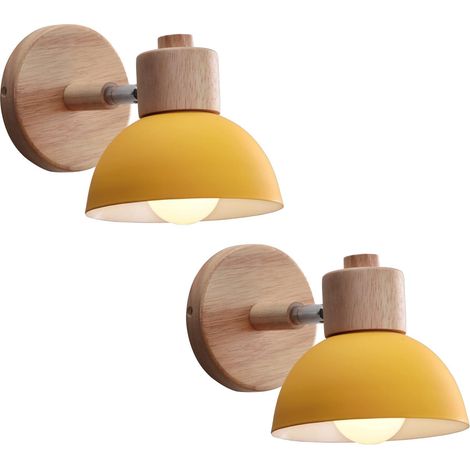 Applique Murale Industrielle Vintage Lampe Murale Interieur Sconce Rétro Luminaire Applique Abat-jour E27 Ø15CM pour Salle à Manger Escalier Chambre Cuisine Café(2pcs Jaune) (1/5)