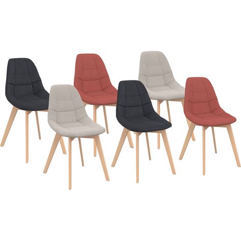 Lot de 6 chaises scandinaves GABY mix color gris foncé x2, terracotta x2, beige x2 pour salle à manger (1/5)