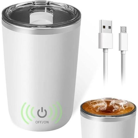 Tasse Électrique 400ml avec Mixeur Magnétique - Mélangeur Thermique pour Café, Protéine et Autres Boissons