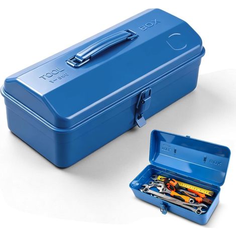 Petite boîte à outils vide en métal - 37 x 16 x 12 cm - Robuste et durable - Avec poignée de transport et verrouillage - Mallette de transport universelle - Rangement et transport des accessoires (1/5)