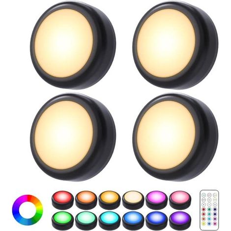 Éclairage de placards - Éclairage LED - Intensité réglable sous les meubles de cuisine - Éclairage LED multicolore à piles avec télécommande (1/3)