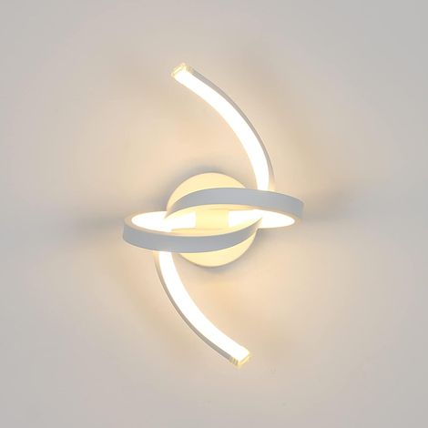 Applique Murale LED Interieur Moderne Blanc, 16W Lampe de Murale Design Courbe en Acryliquel pour Chambre, Salon, Hôtel, Escalier, Allée, 3000K Blanc Chaud (1/5)