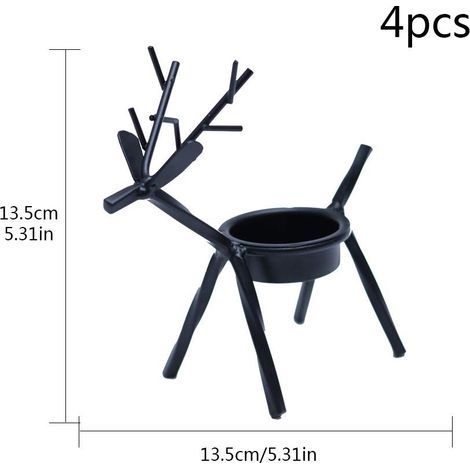 Teelichthalter aus Metall in Rentierform, perfekt für Winter, Partys, Zuhause, Hochzeiten und Abende. (1/5)