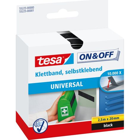 tesa Klettband On & Off 2,5 m x 20 mm, schwarz Haushaltsklebeband & Klebehaken (1/5)
