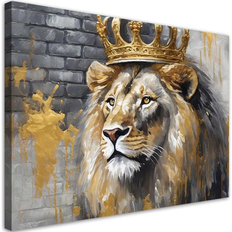 Quadro su tela, Re Leone Corona - 60x40 (1/5)
