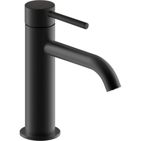 Grifo mezclador para lavabo PAINI Cox Slim de caño bajo, negro mate, con desagüe clic-clac