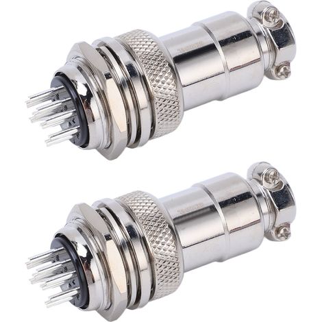 Lot de 2 connecteurs aéronautiques en alliage de zinc, mâle/femelle, prise jack 20 mm, 250 V CA/CC, 9 broches (1/5)