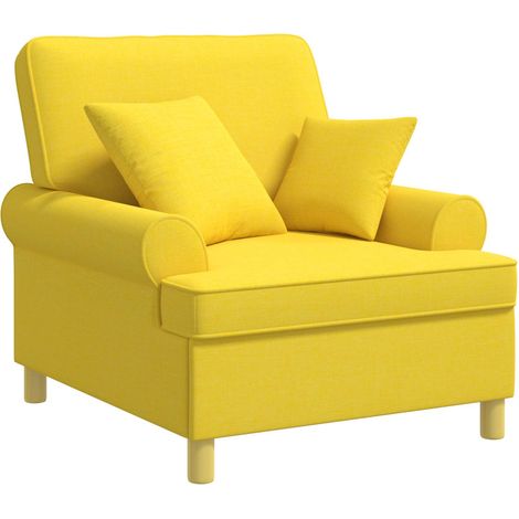 XL Armchair with Cushions Light Yellow Fabric vidaXL (1/5)