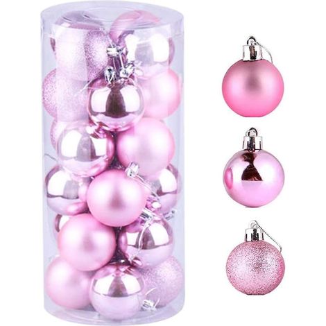 Boules de Noël - Ensemble de 24 pièces roses pour une décoration de sapin époustouflante (1/5)