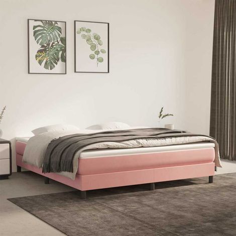 Sommier à lattes de lit avec matelas Rose 160x200 cm Velours (1/5)