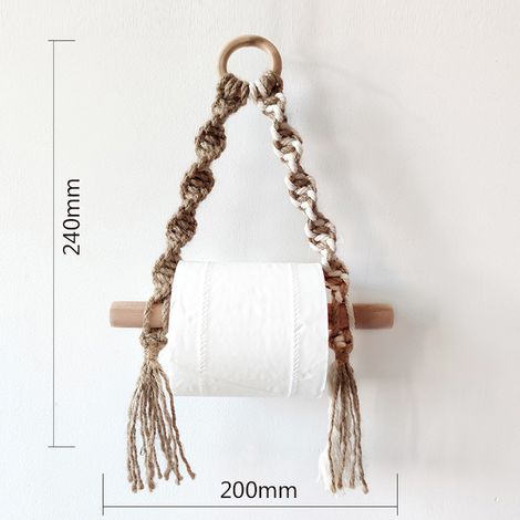 Porte-Papier hygiénique, Porte-Rouleau de Papier Toilette en macramé tissé pour Salle de Bain de Toilette, Ports Suspendus de Salle de Bain à la Main (Jute C)