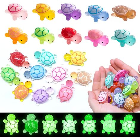 Figurines Tortues - Lot De 20 - Résine Fluorescente - Effet Lumineux Nocturne - Déco Aquarium Jardin Bonsaï - Miniature 0,9 À 3,7 Cm (1/5)