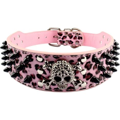 Collier Cuir Pu Clouté - Pointes Large - Pour Chien Moyen à Grand - Adaptatif 4 Tailles - 15 À 24 Pouces - 1 Pièce (1/5)