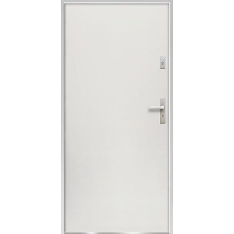 Porte d'entrée en acier pleine H207 x L100 cm blanc - épaisseur 55 mm - poussant gauche - AGUEDA