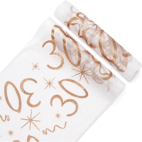 Tischläufer 30. Geburtstag Roségold 28cm x 10m zuschneidbar für Damen & Herren