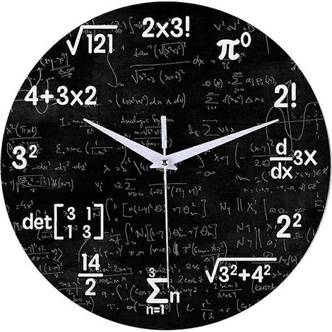 Kinderwanduhr mit Symbolen mathematischer Formeln, Schuldekoration, lehrreiches Zifferblatt, verspieltes Design, 30 cm, ideal für Klassenzimmer und Schlafzimmer. (1/5)