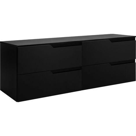 Meuble de Salle de Bain 160 cm - Noir - Design Moderne - Fronts en MDF Mat (1/5)