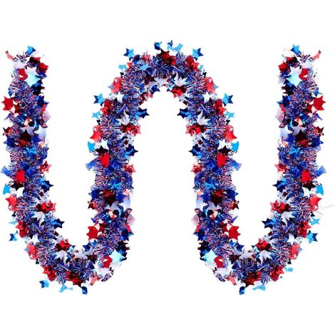 Guirlande En Papier Métallisé - Rouge Blanc Bleu - 2 Mètres - Pour Décoration Intérieure Et Extérieure - Fête De L'Indépendance - Guirlande (1/5)