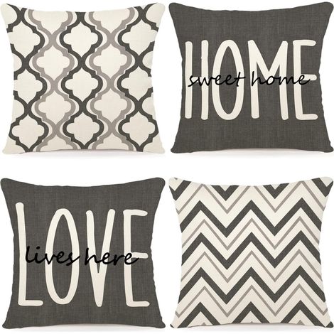 Lot de 4 Housse Coussin 45x45 Housses de Coussin Canapé Coussins Décoratifs Motif Géométrique Lot de Coussin Canapé en Lin pour Canapé Salon Chambre taie Oreiller d'Extérieur 45 x 45 (1/5)