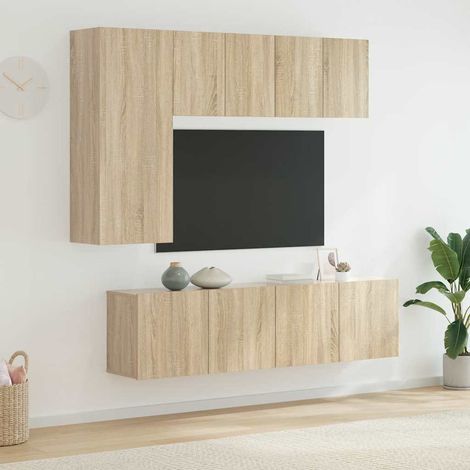 Ensemble de 5 meubles TV muraux en bois d’ingénierie, chêne sonoma - PANGIVO (1/5)