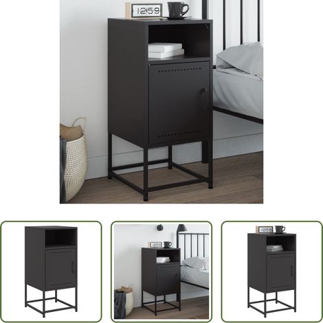 Meuble industriel - Table de chevet noir 36x39x78 cm acier (1/5)