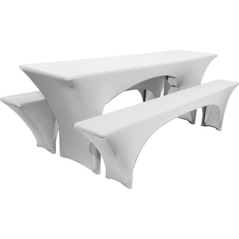 Beautissu Victoria housse stretch élastique pour table de brasserie	Blanc, 220x70x70 cm