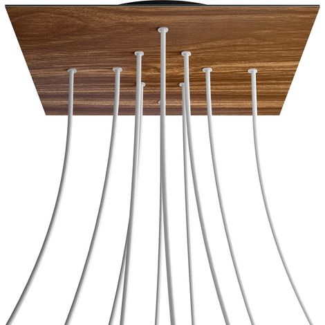 creative cables Rosone XXL Rose-One Quadrato, 400 mm con 10 Fori e 4 Fori Laterali - Legno, Nero (1/5)